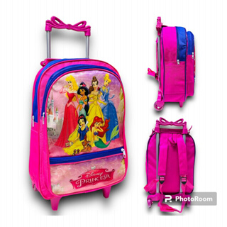 mochila infantil de roda da princesas Disney escolar