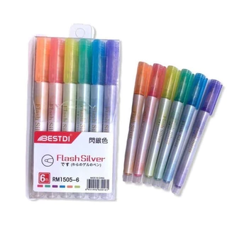 Kit 6/5/4 peças Marca texto de Glitter Flash silva/Material escolar Flash silva