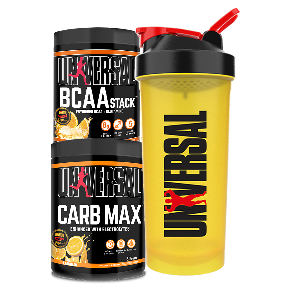 Kit BCAA Stack 250g + Carb Max 600g + Coqueteleira 600ml - Universal ...