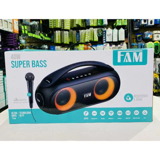 Caixa de Som Potente 40w Portátil FAM A045 Resistente a Água Função FM Rádio Original em Oferta na Shopee