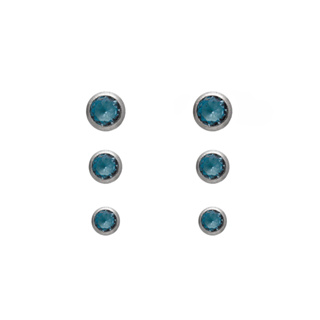 Kit Trio de Brincos Prata 925 Azul Pedra Embutida