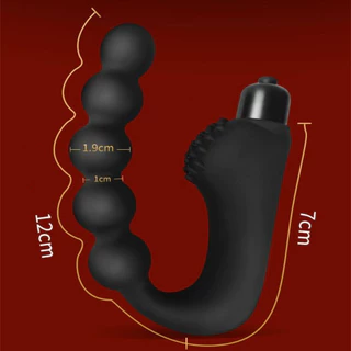 Estimulador de próstata em silicone com esferas escalonadas e cerdas estimuladoras e Cápsula vibratória removível sexo anal tesão masculino e feminino