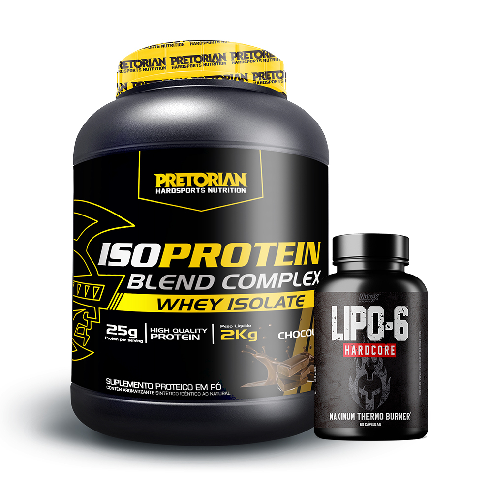 Kit Termo Lipo 6 Black-Nutrex+Whey Protein Iso 2kg-Pretorian