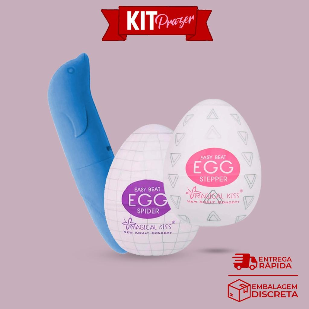 Kit 2 Ovos Egg Masturbador Masculino Com Texturas Excitantes 1 Vibrador Ponto G Golfinho 6616