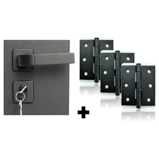 Kit Fechadura Externa Modena Preto+ Dobradiça C/anel Preto