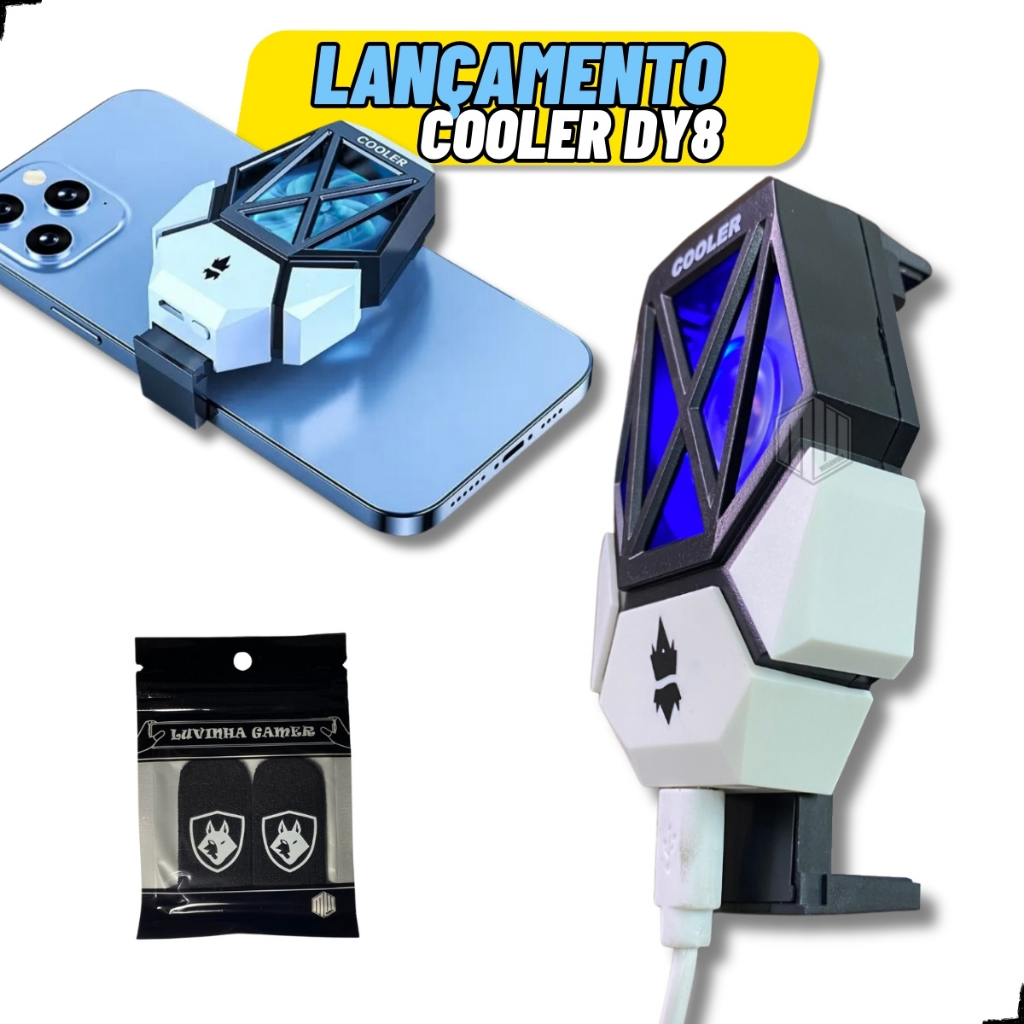 Cooler para celular Gamer Potente 6.500 RPM LED Resfriador C/ Luvinha de dedo