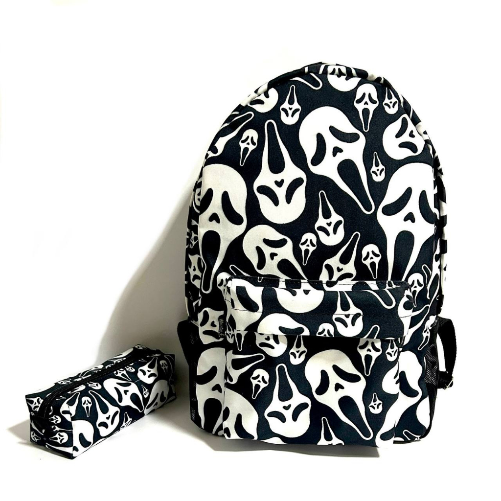 Kit mochila e estojo escolar Ghostface mascara repetida panico o filme ...