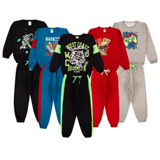 Kit Sortido 4 Peças de Roupas Masculino Infantil Inverno – 2 blusas casacos + 2 calças de 1 ao 10 – Promoção – Kit 2 Conjuntos Moletom Infantil Menino Inverno com Calça e Casaco Bebe Barato
