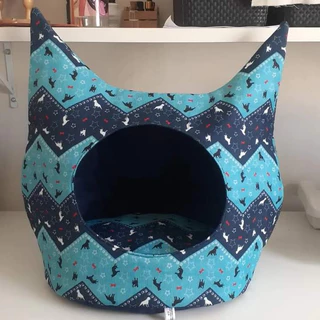 Toca/Cama Pet em formato de Gato para gatos e cachorros fofura - Casa fechada