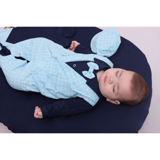 SAIDA MATERNIDADE DE MENINO AZUL GABRIEL COM COLETE 4 PEÇAS ROUPAS DE BEBE