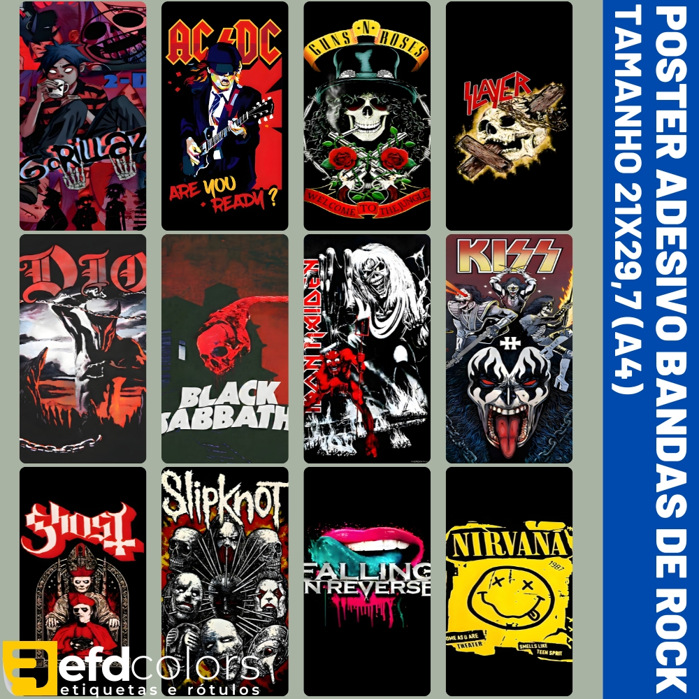 CLASSIC　ROCK POSTERS Poster Premium - Rock Classico - Várias opções e bandas