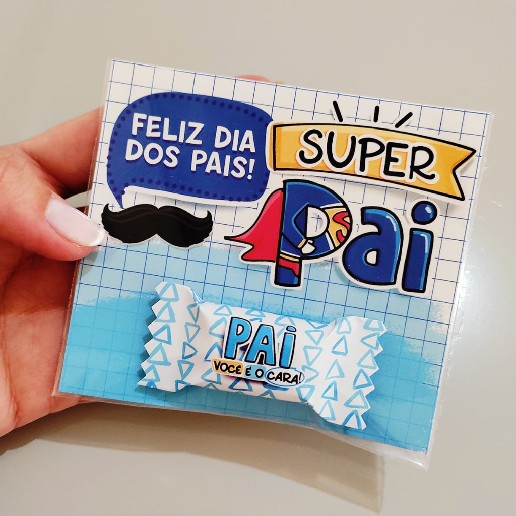 10 cards com balinha personalizada para o dia dos pais, mimo perfeito ...