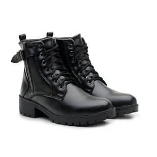Bota Feminino Sola Tratorada Regulagem Coturno Zíper Liquidação