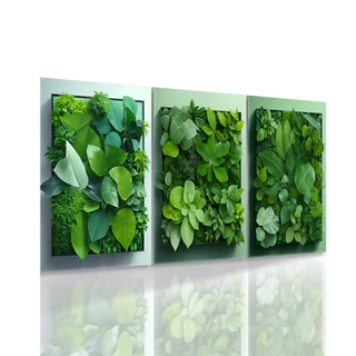 Kit 3 Placas Decorativas Trio Quadro Grande Folhas Floresta Flutuante 3d 120x60cm Para Sala Quarto Cozinha Escritório