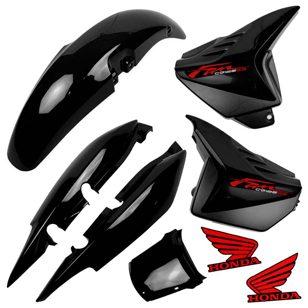 Kit Carenagem Cg 125 Fan Es 2012 Preta Com Adesivos
