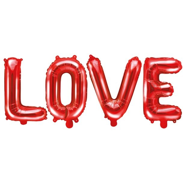 KIT Balões 40 cm Vermelho Frase LOVE 4 Peças - Festa, Decoração