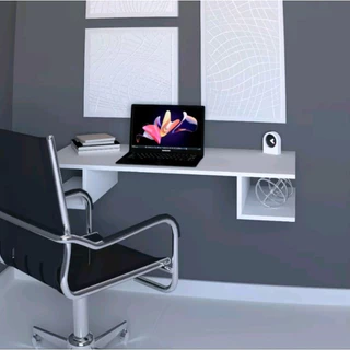 Mesa Escrivaninha Suspensa Branca Notebook Estudos Trabalho Quarto Home Office