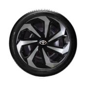Jogo 4 Calotas Esportiva Spoider Aro 14/15 Prata/Preto Toyota Etios Yaris Corolla