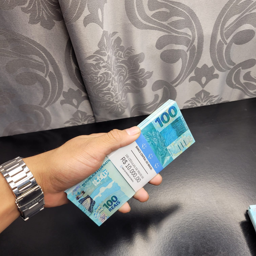 dinheiro fake nota de 100 reais (kit com 100 un)