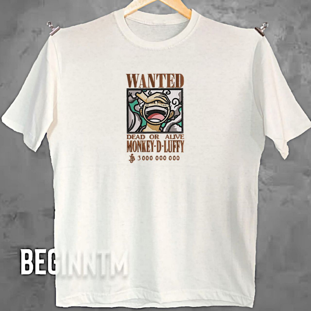 CAMISETA 100% ALGODÃO - WANTED LUFFY GEAR 5