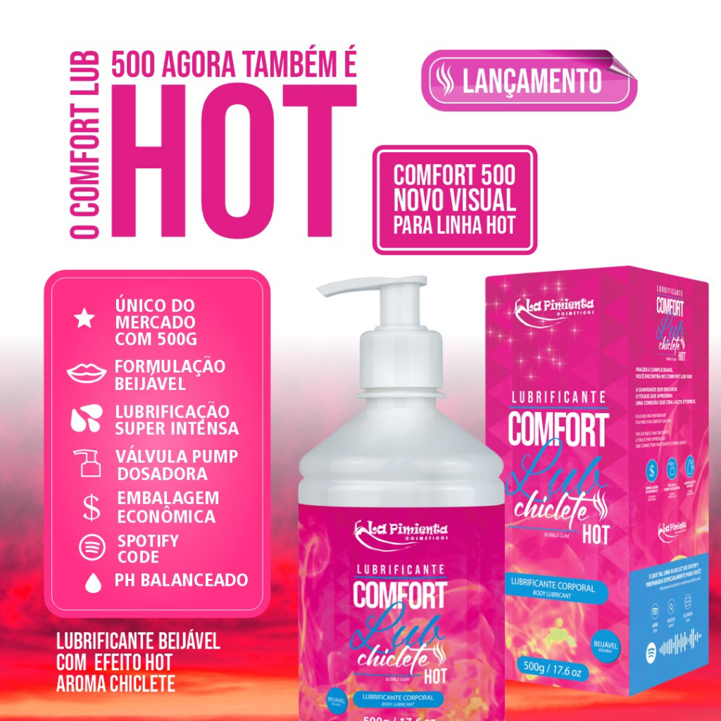 Comfort lub Hot Lubrificante a base d'agua 500g Chiclete La Pimienta