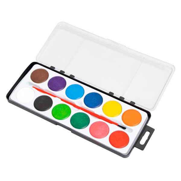 Kit Paleta de tintas aquarela 12 cores 1 pincel pra pintura | Shopee Brasil