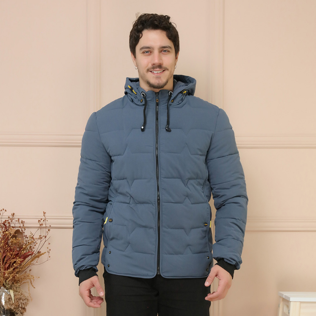 Jaqueta Puffer Bobojaco Masculino Branco Com Capuz Removível MG