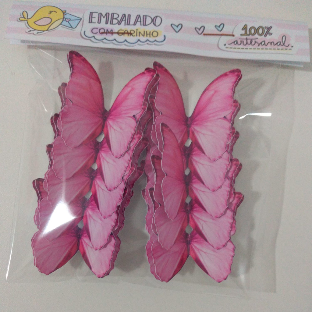 60 peças de topos de cupcake de borboleta 3D dourada rosa, roxo