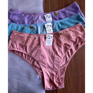 Kit 5 Calcinha Plus Size Confortável Calça Dilene 48 50 52 Rendada Feminina Adulto