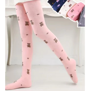 Kit 2 Pares Meia Calça Infantil Grossa Inverno Térmica Estampada Menina Escolar