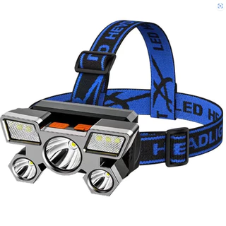 Lanterna de Cabeça 5 Led forte Luz À Prova DeÁgua USB Recarregável 4 Modos
