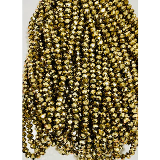 Fio de Cristal Facetado de Vidro - 8mm Dourado com 65 unidades.