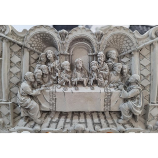 Enfeite de Cimento Obra A Última Ceia Decoração Católica Catolicismo MALEOGA