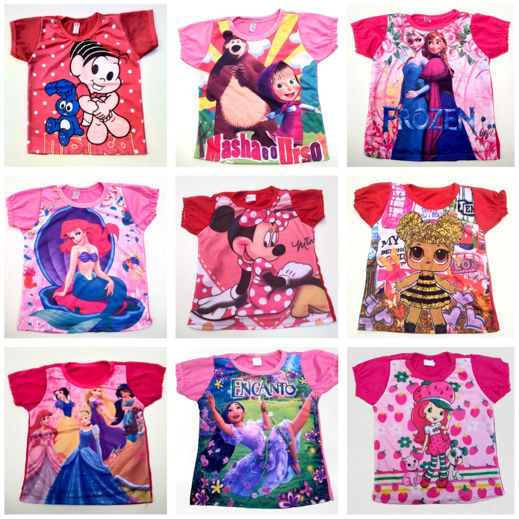 Camiseta Infantil De Personagens | Shopee Brasil