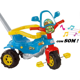 Kit Triciclo Velotrol Infantil Blue Music +Motoca Blue Music