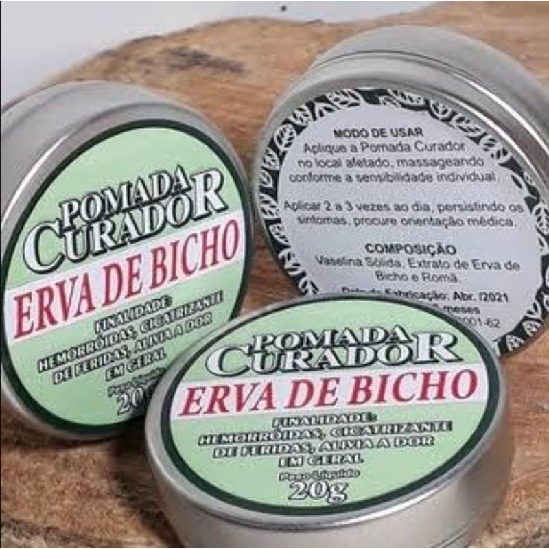 Kit Pomada Curador Erva Do Bicho 3 Unidades De 20g. | Shopee Brasil