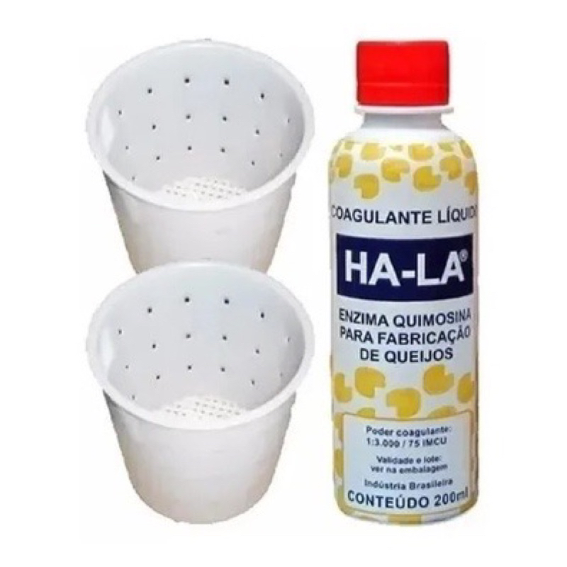 Kit 2 Formas Para Queijo Minas 500gramas +1 Coalho Liguido Ha-la