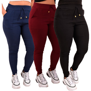 Calça Feminina Jogger Cintura Alta Cargo + Envio Imediato.