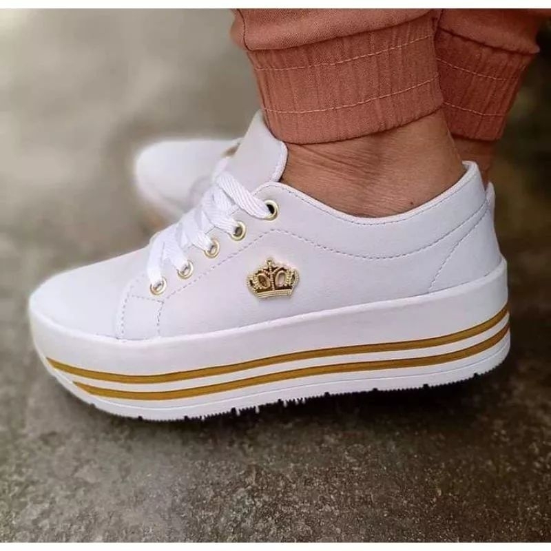 Tênis feminino adulto PLATAFORMA lançamento casual confortável barato Coroa