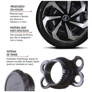 Jogo Calotas Esportiva Spider Aro Prata Preto Vw Fox Gol