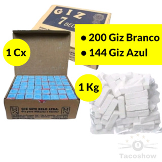 Kit Sinuca Bilhar 1 Caixa Grosa de Giz Azul 144 7 Belo + 1 Kg de Giz Branco Quadrado Snooker Bar