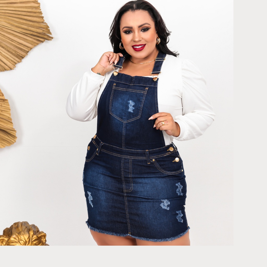 Jardineira plus size hot sale saia