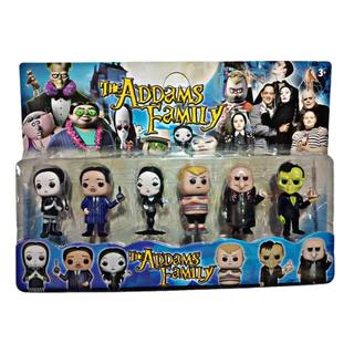 Kit Wandinha c/ 06 Bonecos Action Figures Familia Adams Vandinha