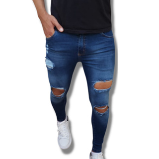 Kit 2 Calça Jeans Masculina Tradicional Reta Slim Com Strech Lycra