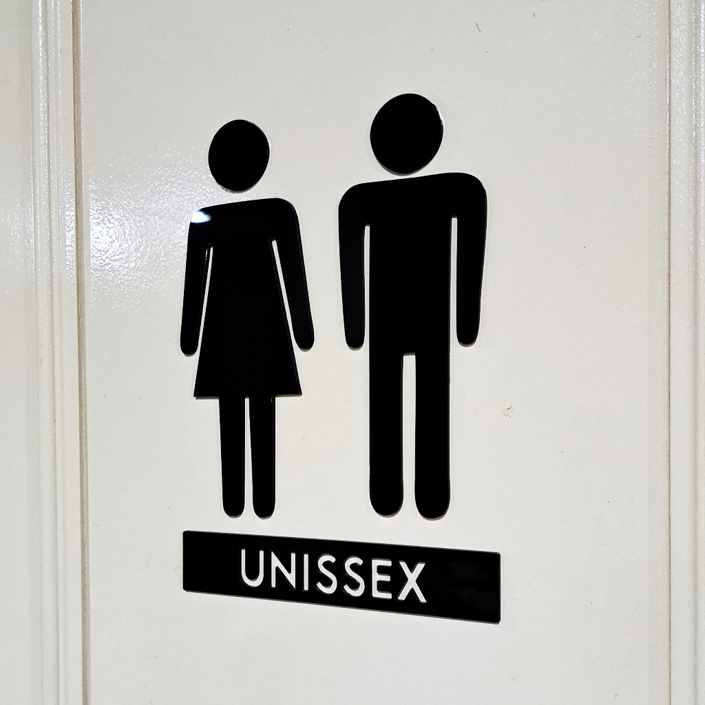 Placa Acrílico Espelhado Para Porta Banheiro Feminino e Masculino - Placa Sinalizadora - Espelhada