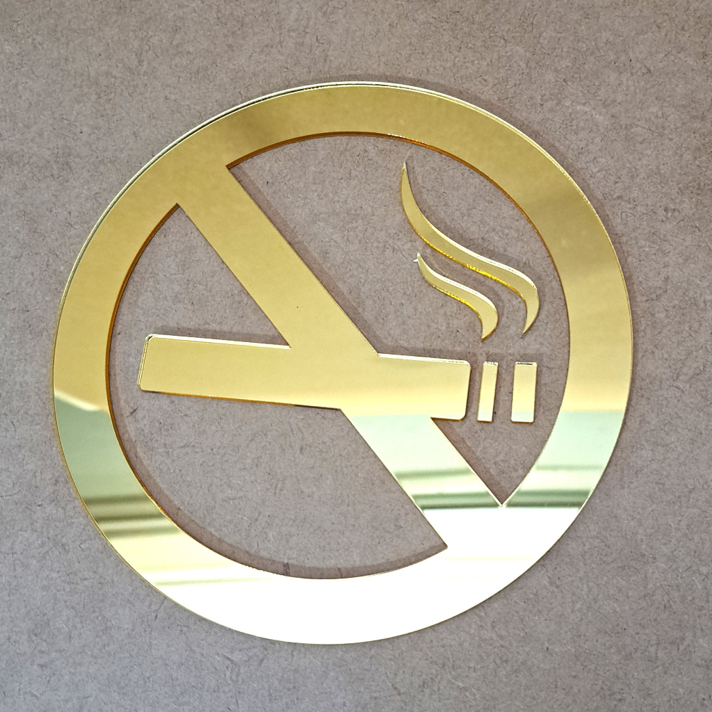 Placa Acrílico Espelhado Proibido Fumar - Placa Sinalizadora - Espelhada