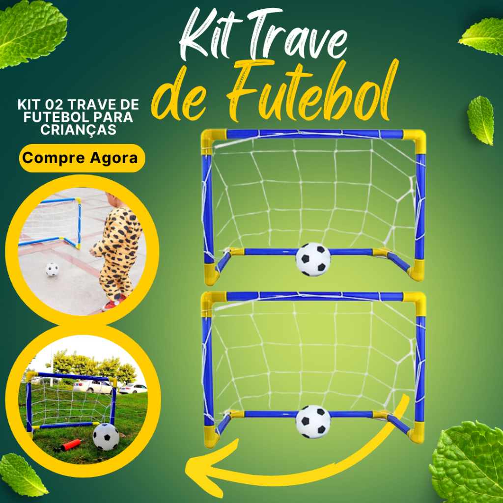 KIT 2 Trave De Futebol Infantil Golzinho Goleira para Crianças 44cm X ...