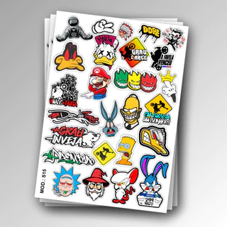Cartela de Adesivos S15 para carro moto ou bike Sticker Notebook Bicicleta Coelho Grau 244