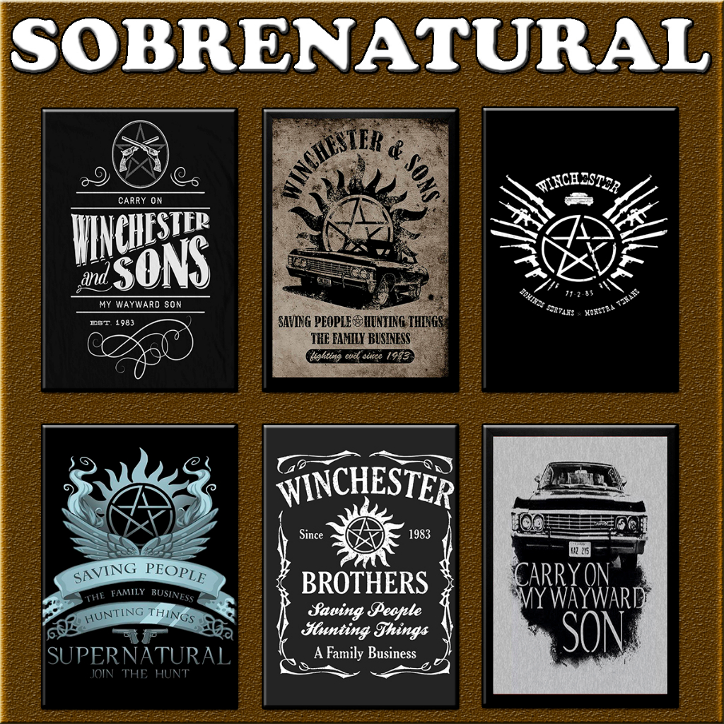 Placas Quadros Decorativos 20cm x 30cm da Série Sobrenatural, Sam, Dean, Gabriel Jack, Castiel Supernatural