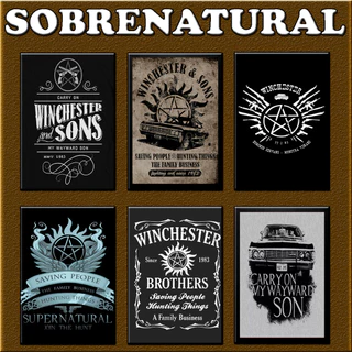 Placas Quadros Decorativos 20cm x 30cm da Série Sobrenatural, Sam, Dean, Gabriel Jack, Castiel Supernatural